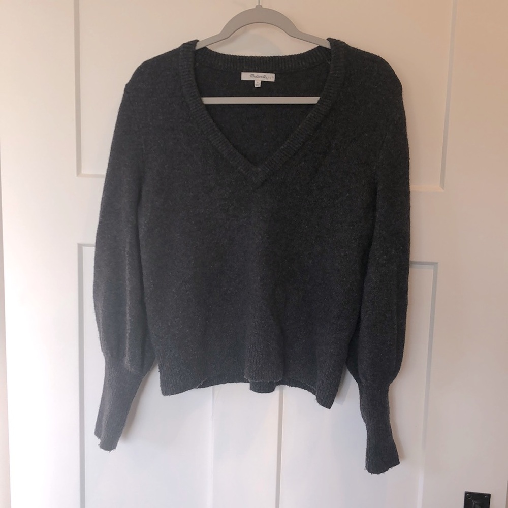 Madewell Cropped Balloon Sleeve Sweater